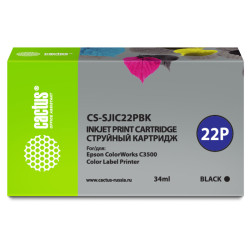 -/ Картридж струйный Cactus CS-SJIC22PBK C33S020601 черный (34мл) для Epson ColorWorks C3500