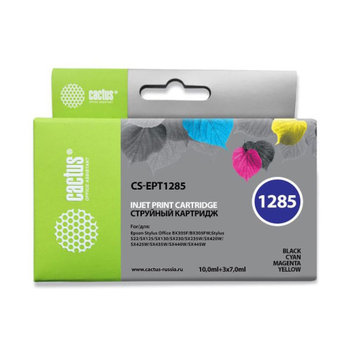 -/ Картридж струйный Cactus CS-EPT1285 T1285 черный/голубой/пурпурный/желтый набор (31мл) для Epson Sty