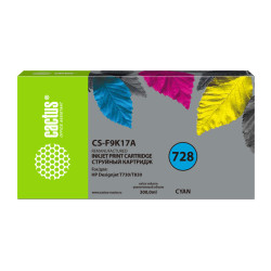 -/ Картридж струйный Cactus CS-F9K17A 728XXL голубой (300мл) для HP DesignJet T730, T830