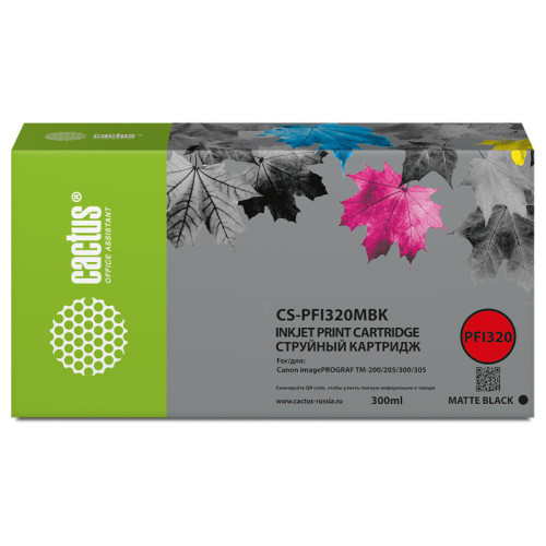 -/ Картридж струйный Cactus CS-PFI320MBK черный матовый (300мл) для Canon imagePROGRAF TM-200/TM-200 MF