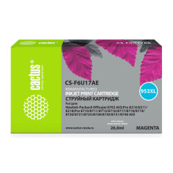 -/ Картридж струйный Cactus CS-F6U17AE 953XL пурпурный (26мл) для HP OJ Pro 7740/8210/8218/8710/8715