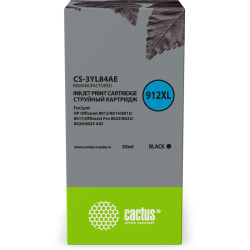 -/ Картридж струйный Cactus CS-3YL84AE 912XL черный (30мл) для HP OfficeJet 8012/8014/8015/8017;OfficeJ