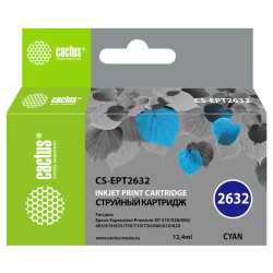 -/ Картридж струйный Cactus CS-EPT2632 26XL голубой (12.4мл) для Epson Expression Home XP-600/605/700/8