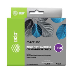 -/ Картридж струйный Cactus CS-LC1100C голубой (16мл) для Brother DCP-385c/6690cw/MFC-990/5890/5895/649