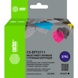 -/ Картридж струйный Cactus CS-EPT2711 27XL черный (22.4мл) для Epson WorkForce WF-3620/3640/7110/7210