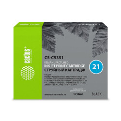 -/ Картридж струйный Cactus CS-C9351 №21 черный (17мл) для HP DJ 3920/3940/D1360/D1460/D1470/D1560/D233