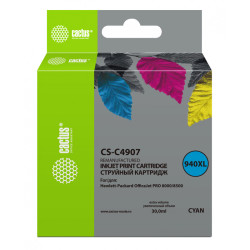 -/ Картридж струйный Cactus CS-C4907 №940XL голубой (30мл) для HP DJ Pro 8000/8500