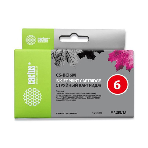 -/ Картридж струйный Cactus CS-BCI6M пурпурный (12мл) для Canon S800/S820/S900/S9000/i550/i560/i860/i86