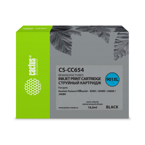 -/ Картридж струйный Cactus CS-CC654 №901 черный (18мл) для HP DJ 4500/J4580/J4660/J4680