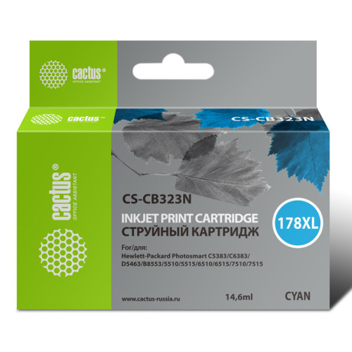 -/ Картридж струйный Cactus CS-CB323N(CS-CB323) №178XL синий (14.6мл) для HP PS B8553/C5383/C6383/D5463