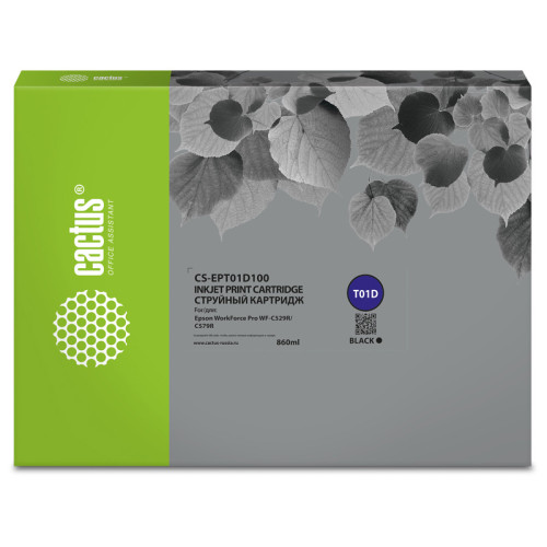 -/ Картридж струйный Cactus CS-EPT01D100 T01D1 черный (860мл) для Epson WorkForce Pro WF-C529R/C529RDTW
