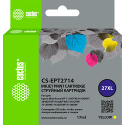 -/ Картридж струйный Cactus CS-EPT2714 27XL желтый (17мл) для Epson WorkForce WF-3620/3640/7110/7210