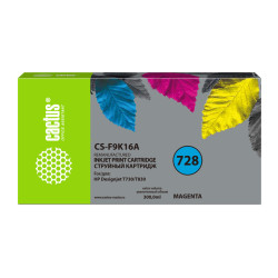 -/ Картридж струйный Cactus CS-F9K16A 728XXL пурпурный (300мл) для HP DesignJet T730, T830