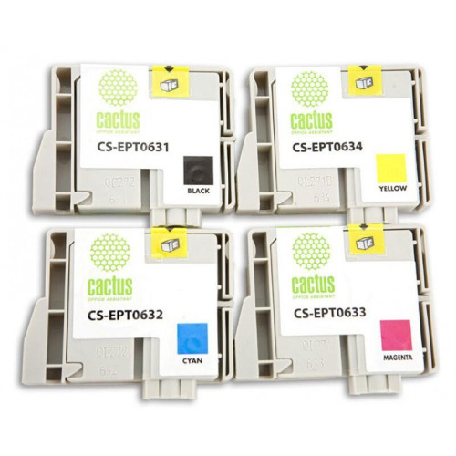 -/ Картридж струйный Cactus CS-EPT0635 T0635 черный/голубой/пурпурный/желтый набор (40мл) для Epson Sty