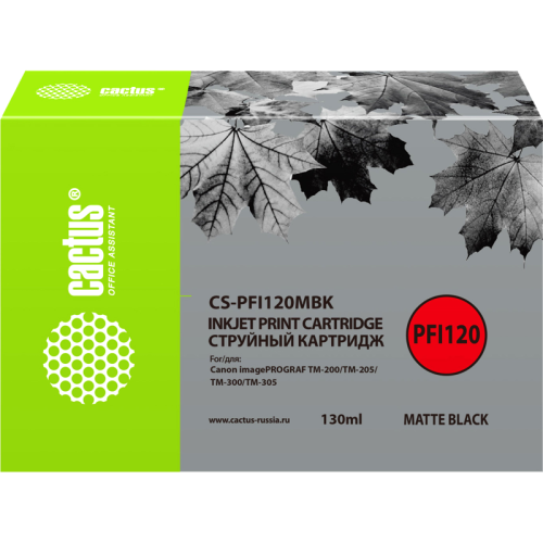 -/ Картридж струйный Cactus CS-PFI120MBK черный матовый (130мл) для Canon imagePROGRAF TM-200/TM-205/TM