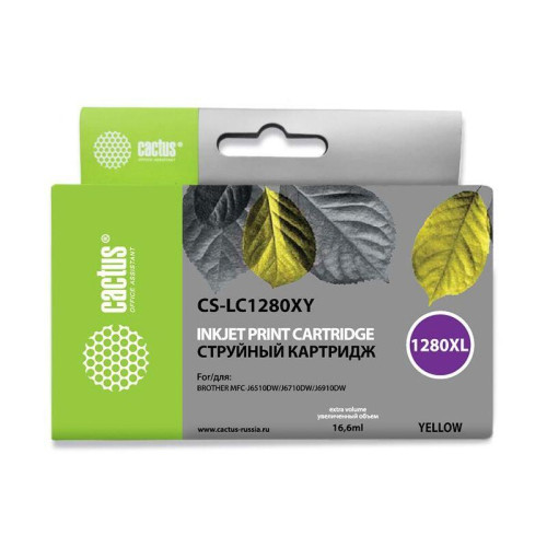 -/ Картридж струйный Cactus CS-LC1280XY желтый (16.6мл) для Brother MFC-J6510/6910DW