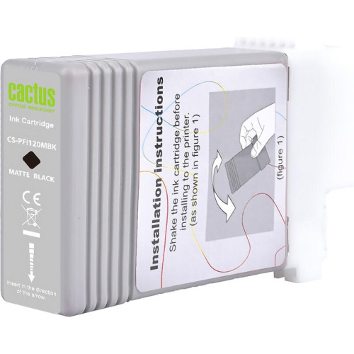-/ Картридж струйный Cactus CS-PFI120MBK черный матовый (130мл) для Canon imagePROGRAF TM-200/TM-205/TM