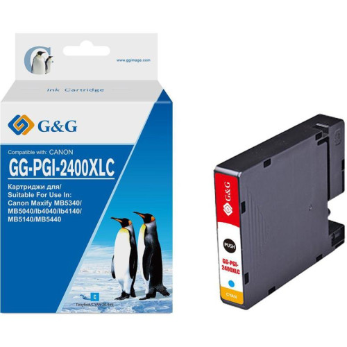 Струйный картридж G&G GG-PGI-2400XLC голубой, 20.4 мл, для Canon Maxify iB4040/iB4140/МВ5040/MB5140/МВ5340/MB5440