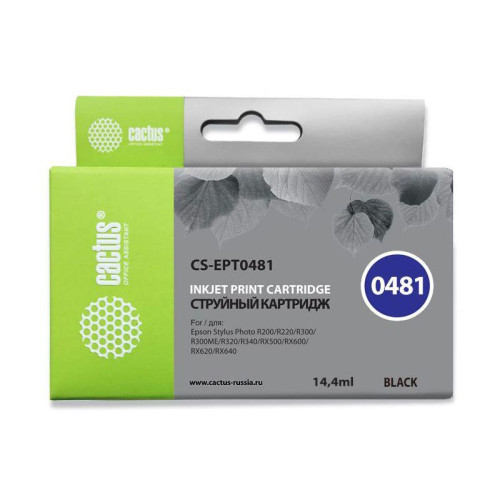 -/ Картридж струйный Cactus CS-EPT0481 T0481 черный (16мл) для Epson Stylus Photo R200/R220/R300/R320/R