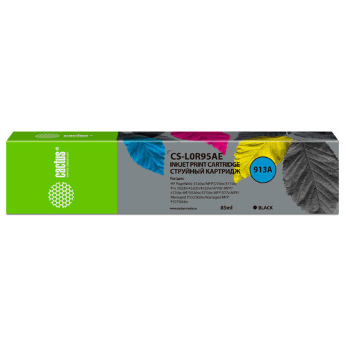 -/ Картридж струйный Cactus CS-L0R95AE 913A черный (85мл) для HP PW 352dw/377dw/Pro 477dw/452dw