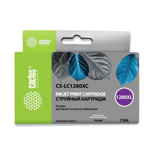 -/ Картридж струйный Cactus CS-LC1280XC голубой (16.6мл) для Brother MFC-J6510/6910DW