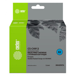 -/ Картридж струйный Cactus CS-C4912 №82 пурпурный (72мл) для HP DJ 500/800C