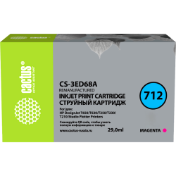 Струйный картридж Cactus 712 пурпурный, 29 мл, для HP DesignJet T230/T630/T650 (CS-3ED68A)