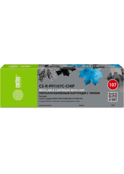 Картридж перезаправляемый струйный Cactus CS-R-PFI107C-CHIP голубой для Canon imageProGRAF iPF670/680/685/770/780/785