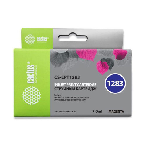 -/ Картридж струйный Cactus CS-EPT1283 T1283 пурпурный (7мл) для Epson Stylus S22/S125/SX420/SX425/Offi