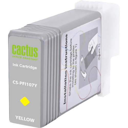-/ Картридж струйный Cactus CS-PFI107Y желтый (130мл) для Canon IP iPF670/iPF680/iPF685/iPF770/iPF780/i