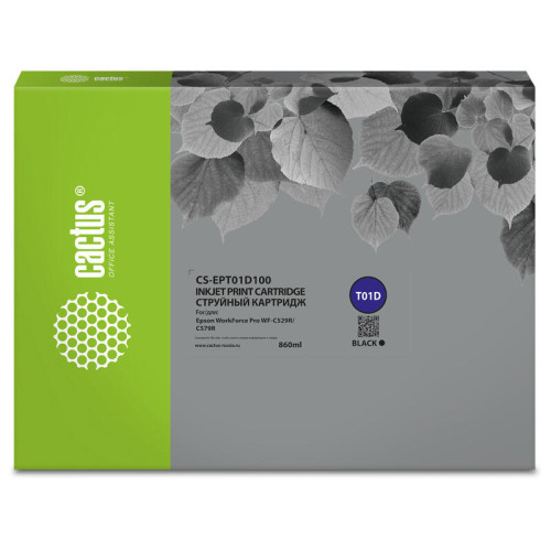 -/ Картридж струйный Cactus CS-EPT01D100 T01D1 черный (860мл) для Epson WorkForce Pro WF-C529R/C529RDTW