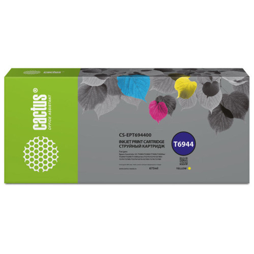 -/ Картридж струйный Cactus CS-EPT694400 T6944 желтый (675мл) для Epson SureColor SC-T3000/T3070/T3200/