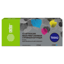 -/ Картридж струйный Cactus CS-EPT05A200 T05A2 голубой (215мл) для Epson WorkForce Pro WF-C878/C879