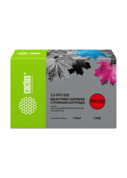 -/ Картридж струйный Cactus CS-PFI120C голубой (130мл) для Canon imagePROGRAF TM-200/TM-205/TM-300/TM-3