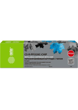 Картридж перезаправляемый струйный Cactus CS-R-PFI320C-CHIP PFI-320C голубой (260мл) для Canon imagePrograff TM-200/200MFP/205/300/300MFP/305/250/255/350/355 с чипом