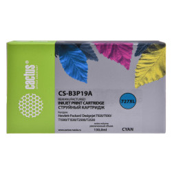 -/ Картридж струйный Cactus CS-B3P19A №727 голубой (130мл) для HP DJ T920/T1500