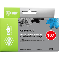 -/ Картридж струйный Cactus CS-PFI107C синий (130мл) для Canon IP iPF670/iPF680/iPF685/iPF770/iPF780/iP