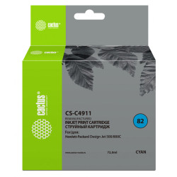 -/ Картридж струйный Cactus CS-C4911 №82 голубой (72мл) для HP DJ 500/800C