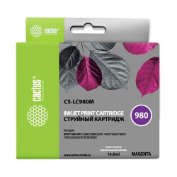 -/ Картридж струйный Cactus CS-LC980M пурпурный (16мл) для Brother DCP-145C/165C/MFC-250C/290C