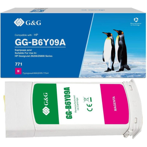 Струйный картридж G&G GG-B6Y09A 771C пурпурный, 775 мл, для HP DesignJet Z6200