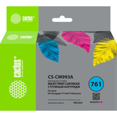 -/ Картридж струйный Cactus CS-CM993A №761 пурпурный (400мл) для HP HP DesignJet T7100/Т7200