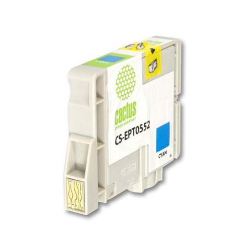 -/ Картридж струйный Cactus CS-EPT0552 T0552 голубой (10мл) для Epson Stylus RX520/Stylus Photo R240