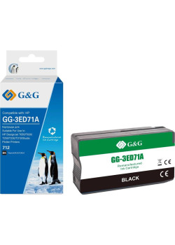 Струйный картридж G&G GG-3ED71A 712 черный, 80 мл, для HP DesignJet T650/T630/T250/T230/T210/Studio Plotter Printers