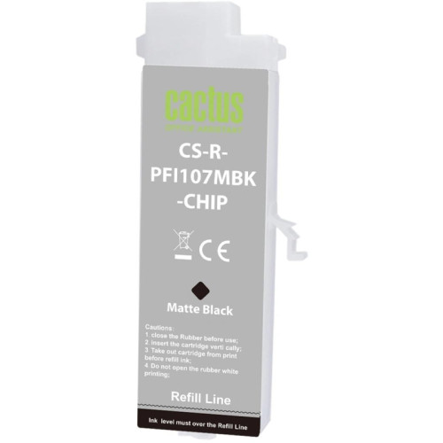 Картридж перезаправляемый струйный Cactus CS-R-PFI107MBK-CHIP (260мл) для Canon imageProGRAF iPF670/680/685/770/780/785 с чипом