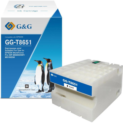 Струйный картридж G&G GG-C13T865140 T8651 черный, 176 мл, для Epson WorkForce Pro WF-M5690DWF/M5190DW