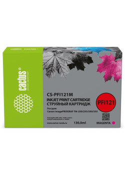 Картридж струйный Cactus CS-PFI121M PFI-121 M пурп.пигм. (130мл) для Canon imagePROGRAF TM-250/255/350/355