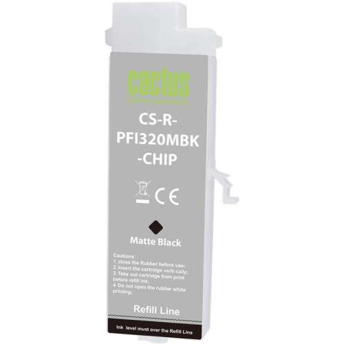 Картридж перезаправляемый струйный Cactus CS-R-PFI320MBK-CHIP PFI-320 черный матовый (260мл) для Canon imagePROGRAF TM-200/200MFP/205/300/300MFP/305/250/255/350/355 с чипом