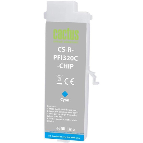 Картридж перезаправляемый струйный Cactus CS-R-PFI320C-CHIP PFI-320C голубой (260мл) для Canon imagePrograff TM-200/200MFP/205/300/300MFP/305/250/255/350/355 с чипом