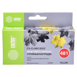 -/ Картридж струйный Cactus CS-CLI481XXLY желтый (12мл) для Canon Pixma TR7540/TR8540/TS6140/TS8140