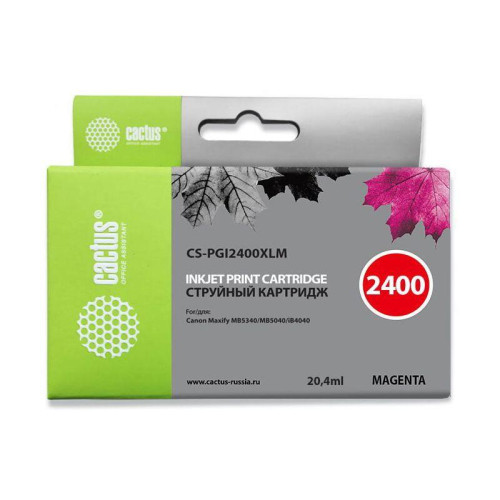 -/ Картридж струйный Cactus CS-PGI2400XLM пурпурный (20.4мл) для Canon MAXIFY iB4040/ МВ5040/ МВ5340